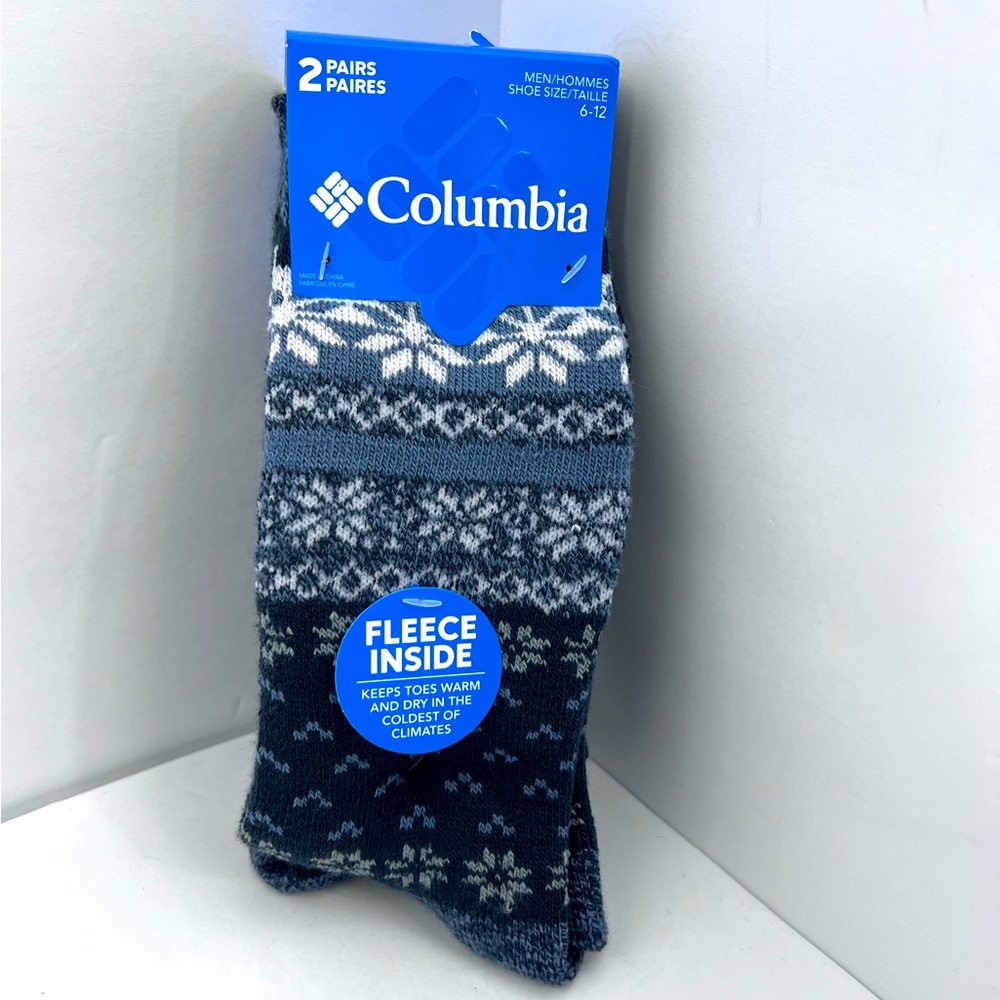 COLUMBIA,2 PAIRS IF WARM SOCKS, FLEECE LINED, CHARCOAL COLOR, ACRYLIC, SIZE 6-12